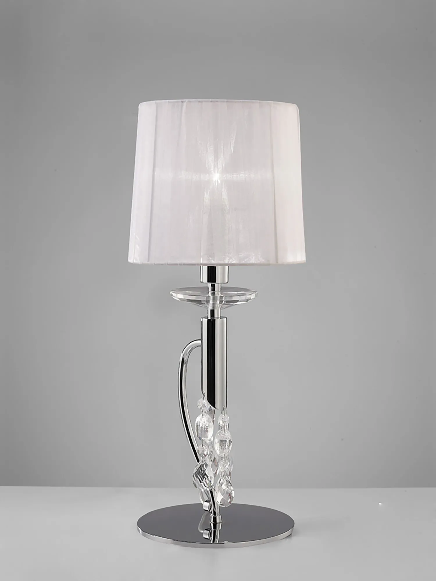 M3868  Tiffany Polished Chrome 49cm 1+1 Light Table Lamp